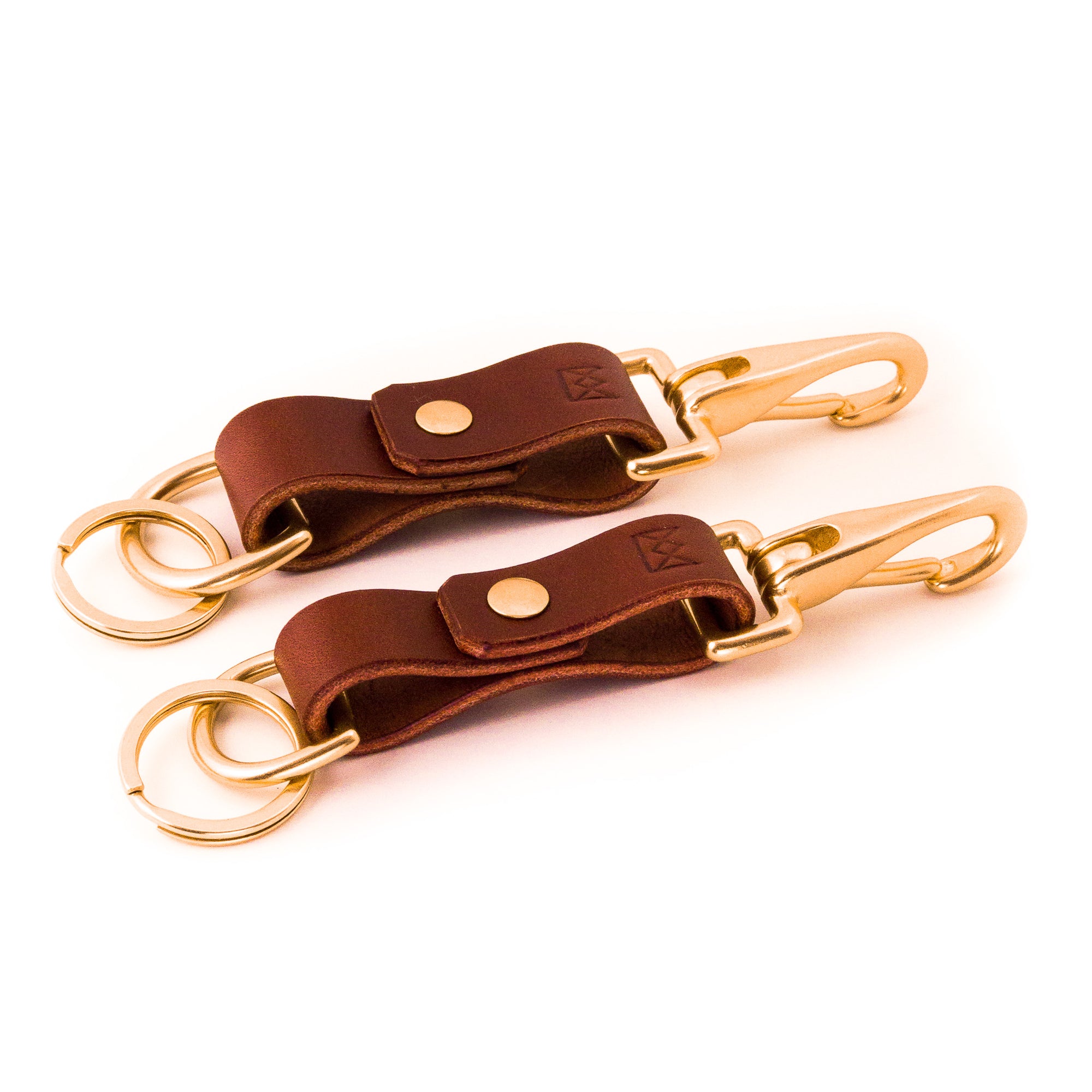 Kingston Barn English Bridle Leather Keychain in Rein Brown with Solid-Brass Equestrian Halter Snap