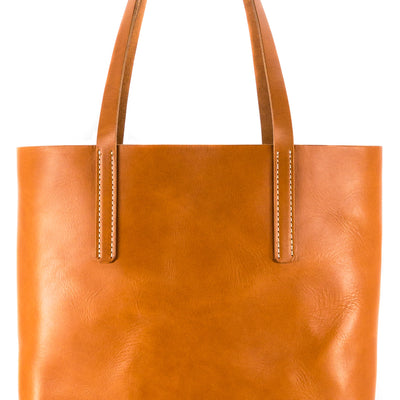 Kingston Barn English Bridle Leather Tote in English Tan Front Detail View