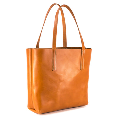Kingston Barn English Bridle Leather Tote in English Tan Side View