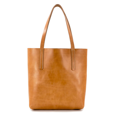 Kingston Barn Harness Leather Tote in Natural Front View