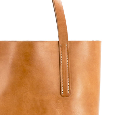 Kingston Barn Harness Leather Tote in Natural Strap Detail View