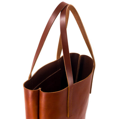 Kingston Barn English Bridle Leather Tote in Rein Brown Inside View